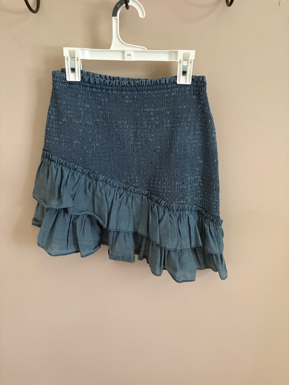 Zara Blue Smocked Ruffle Mini Skirt